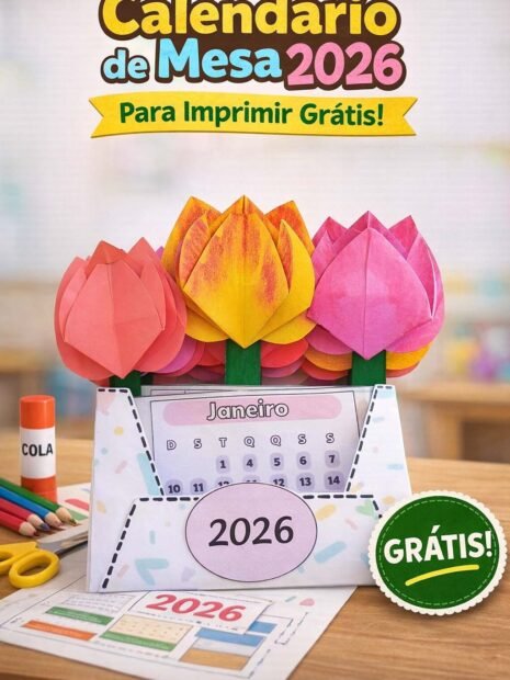 Calendário de Mesa 2026 gratuito para imprimir…